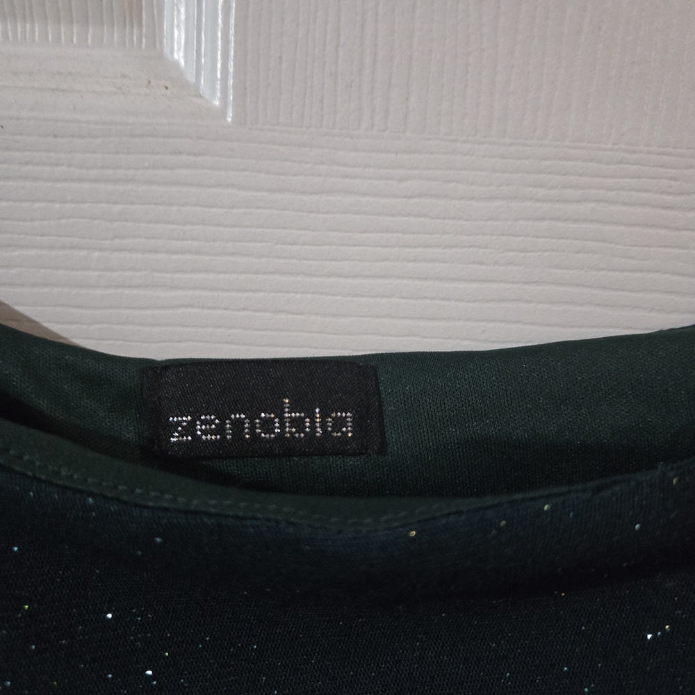 Zenobia DARK GREEN GLITTER Sparkle Blouse - Picture 2 of 4